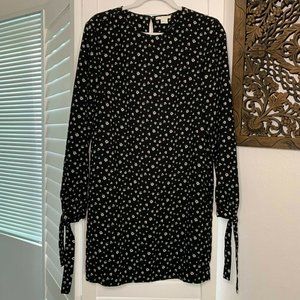 H&M Long Tie Sleeve A Line Midi Dress Black Small